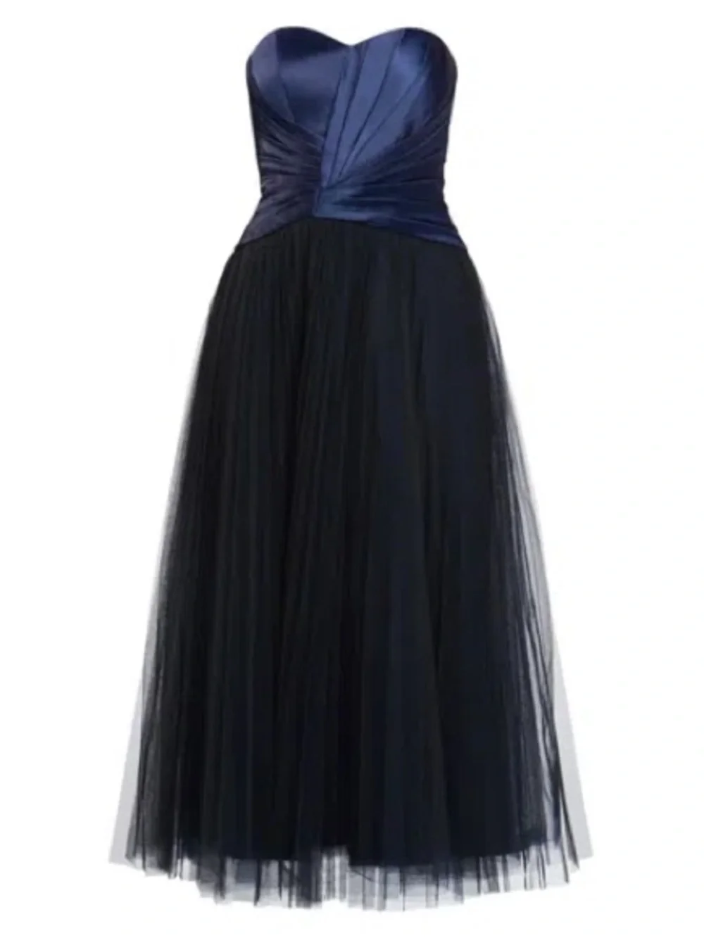 Zac Posen Navy and Black Strapless Tulle Midi Dress: NWOT - Picture 4 of 5